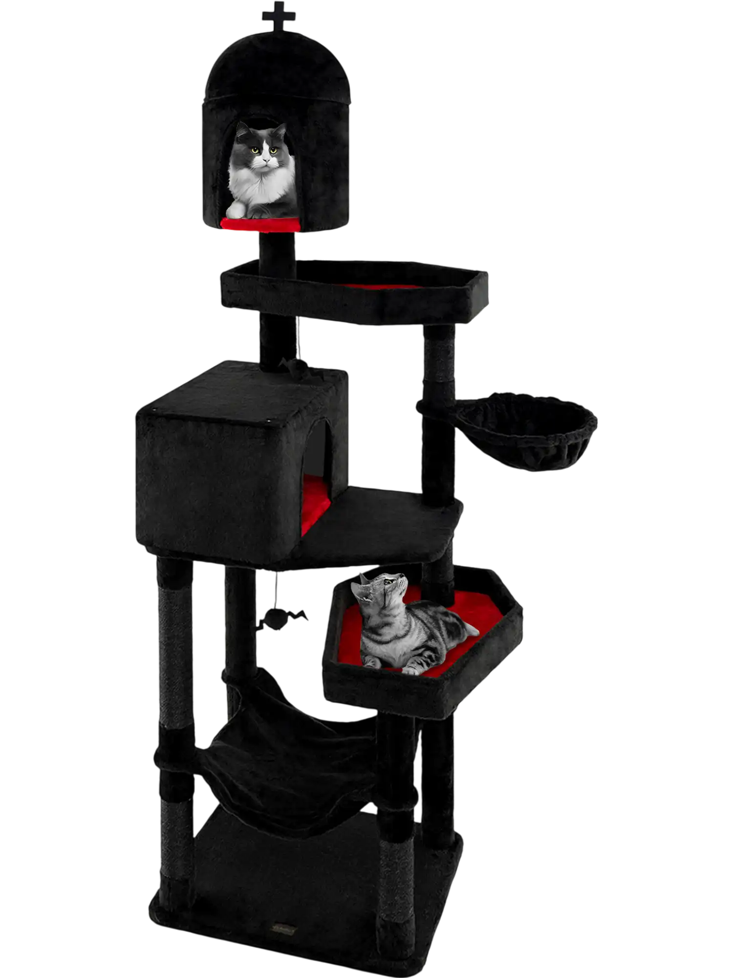 Costway Gothic Cat Tree 2 Condos Coffin Bed Indoor Cats 25647819 New