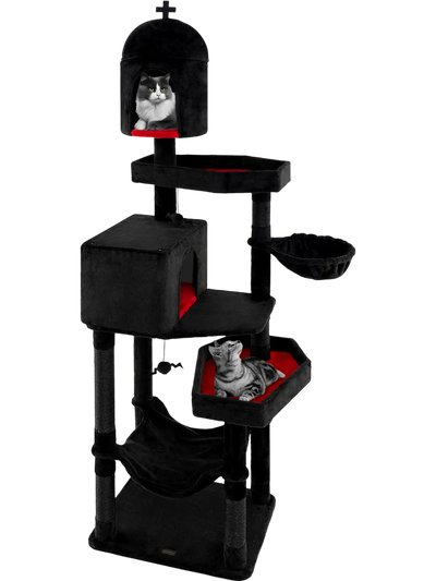 Costway Gothic Cat Tree 2 Condos Coffin Bed Indoor Cats 25647819 New