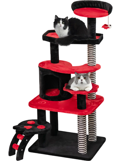 Costway Gothic Cat Tree Cat Bed Condo Sisal Scratching Post Black Red 43769821 New