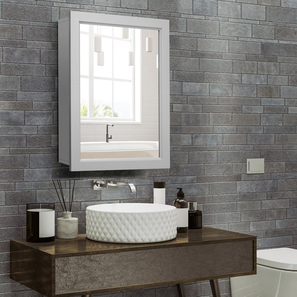 Wall-Mounted Mirrored Medicine Cabinet-Gray - Gallery View 1 of 9