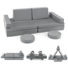 Gray 10-piece kids modular play couch set with portable handle, ideal for stimulating creativity and imagination.