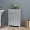 Wooden Bathroom Floor Cabinet with Drawer and Adjustable Shelf-Gray - Gallery View 1 of 10