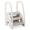 3-step stool in gray with safety handles and non-slip pedals, ideal for toddlers and versatile for various uses.