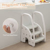 3-step stool in gray with safety handles and non-slip pedals, ideal for toddlers' height needs and potty training.