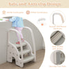 3-step stool for toddlers in gray with safety handles, non-slip pedals, ideal for kitchen and potty training use.