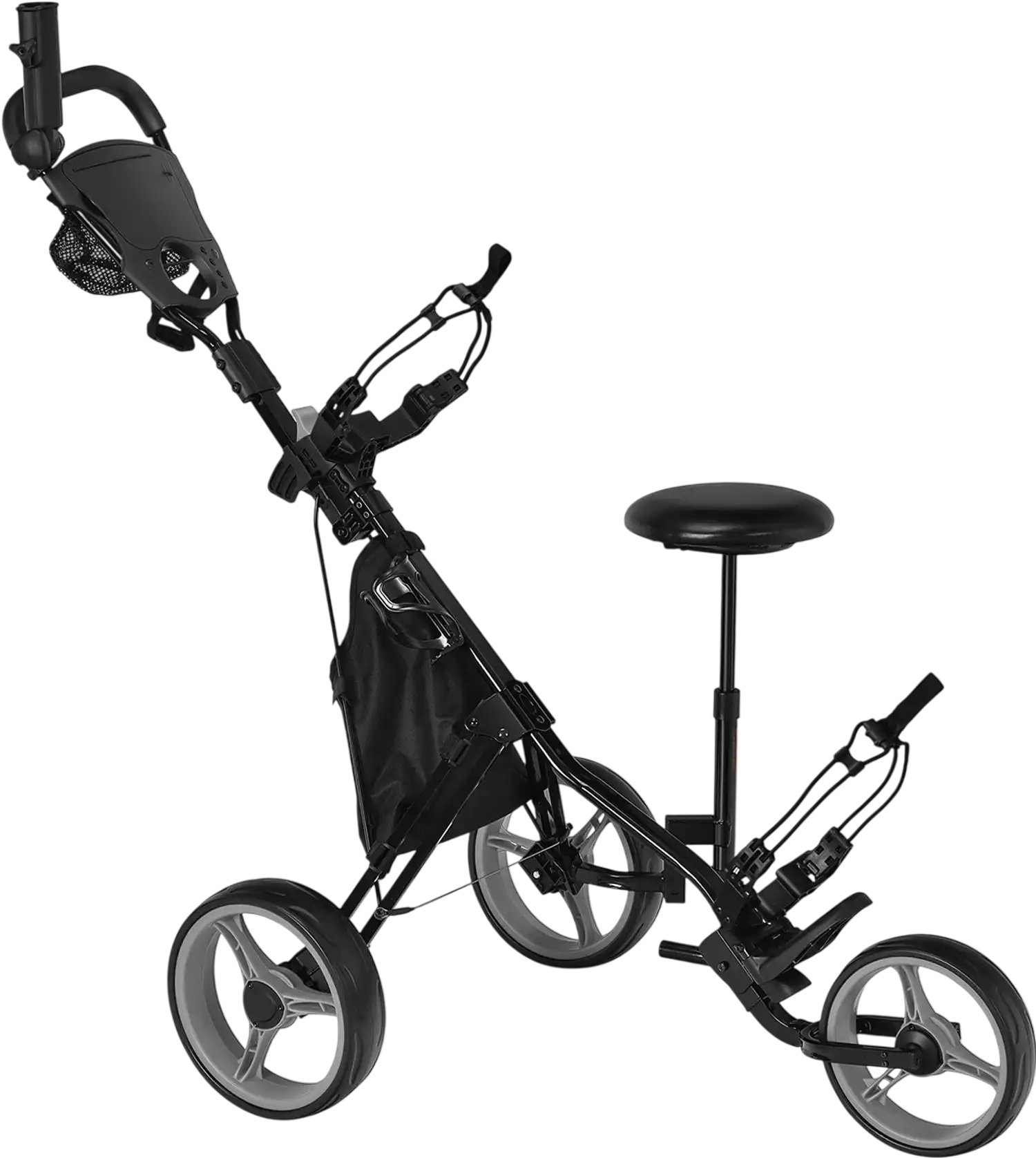 Costway 3-Wheel Folding Golf Push Cart w/ Seat Scoreboard Adjustable Handle 41875930 New
