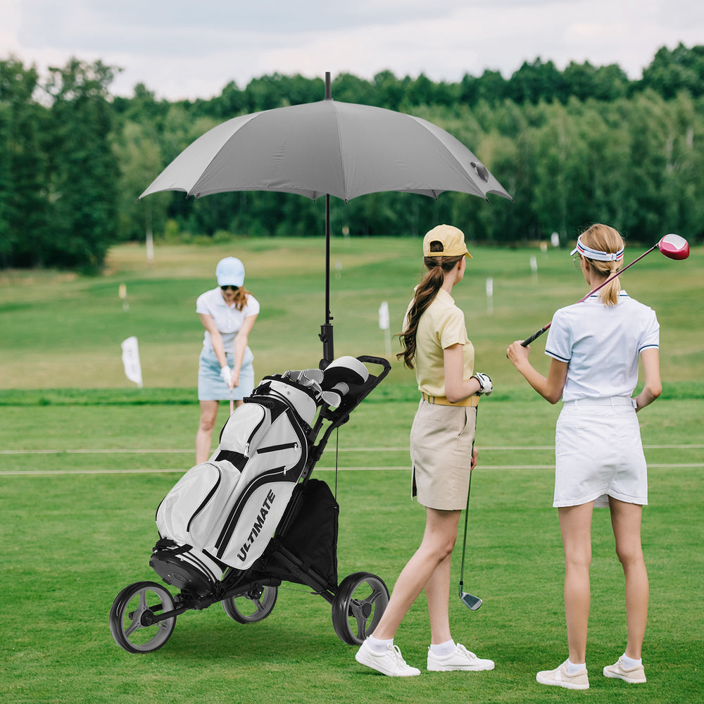 Folding 3 Wheels Golf Push Cart with Bag Scoreboard Adjustable Handle-Gray - Gallery View 1 of 9