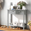 Narrow Console Table with Drawers and Open Storage Shelf-Gray - Gallery View 1 of 10