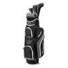Golf cart bag in gray with 14-way top dividers, 9 pockets, and dual straps for easy carrying on the golf course.