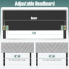 Adjustable gray linen upholstered headboard for full and queen size bed frames, featuring a modern design and sponge.