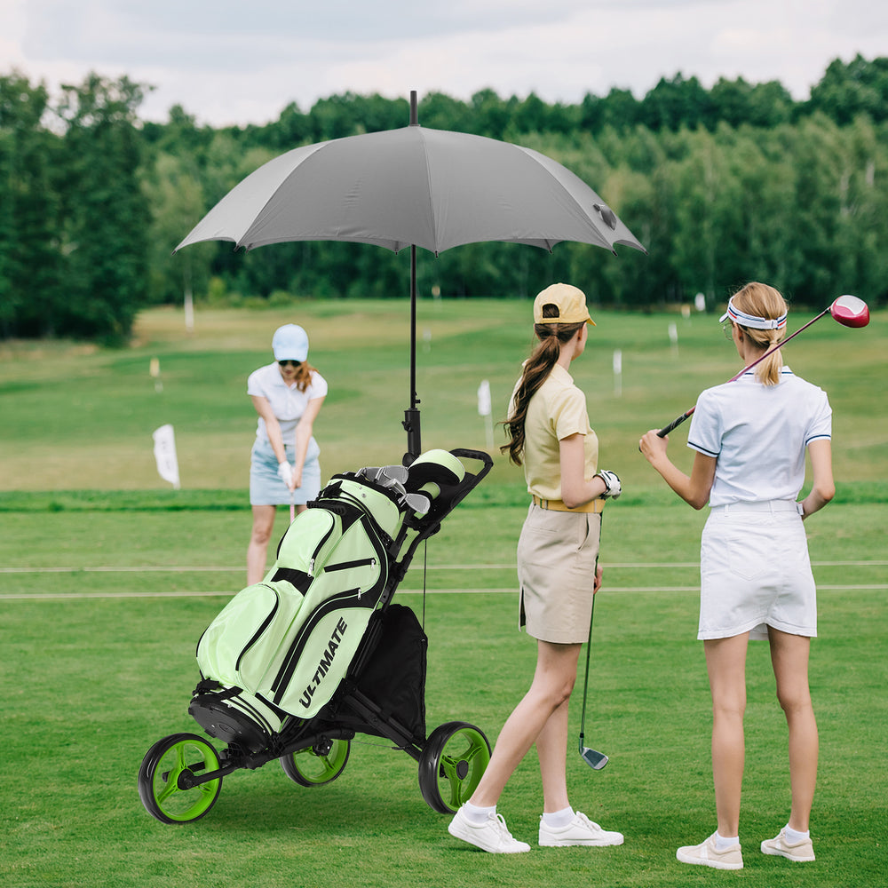 Folding 3 Wheels Golf Push Cart with Bag Scoreboard Adjustable Handle-Green - Gallery View 1 of 9