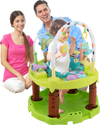 3-in-1 Baby Activity Center in green with bouncing chair and toys, promoting development for infants up to 24 months.