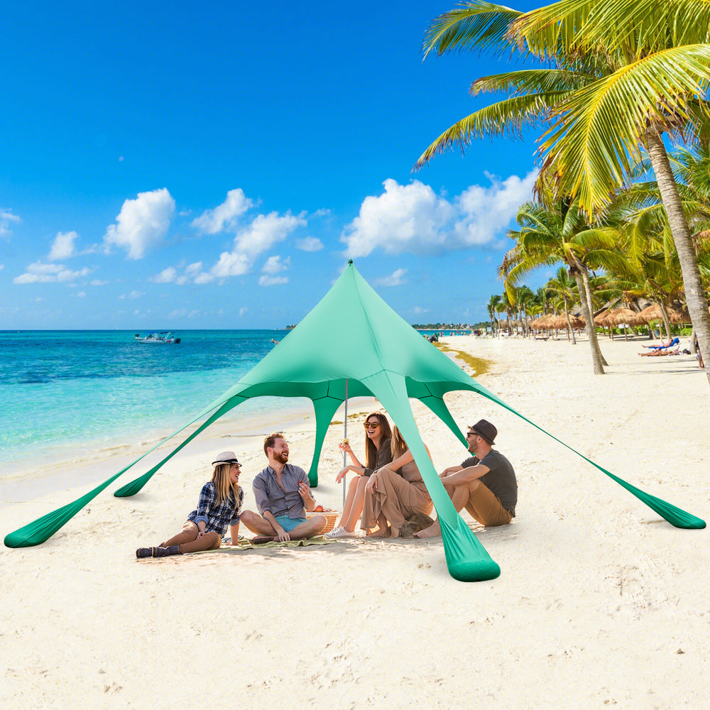 20 x 20 Feet Beach Canopy Tent with UPF50+ Sun Protection and Shovel-Green - Gallery View 1 of 10