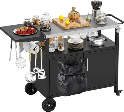 Costway Outdoor Grill Cart Storage Folding Stainless Steel Top 584192763 New