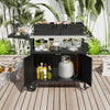 Outdoor grill cart with folding stainless steel top, ample storage, and wheels for easy mobility, perfect for outdoor.