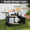 Outdoor grill cart with stainless steel top, featuring ample storage, side table, and 2-door cabinet for outdoor.