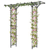 Elegant garden arbor with arched design and side trellises for climbing plants, ideal for outdoor use and decoration.