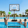 Pool basketball hoop with adjustable rim height and LED lights, ideal for poolside fun and night training.