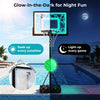 Pool basketball hoop with LED lights features a shatter-proof backboard and adjustable rim height for night training fun.