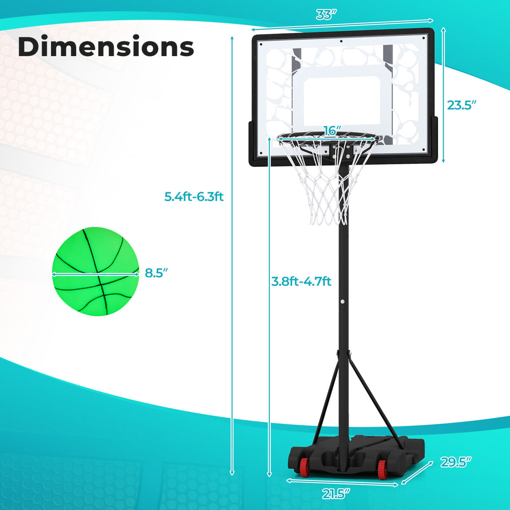 Adjustable pool basketball hoop with LED lights, shatter-proof backboard, and stable base for backyard or poolside use.