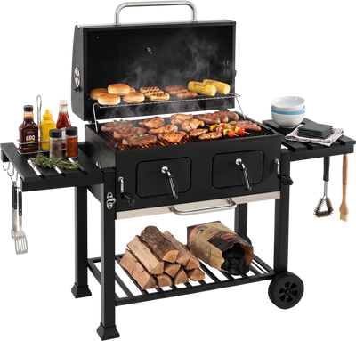 Costway Large Charcoal Grill Folding Tables Wheels 92272253 New