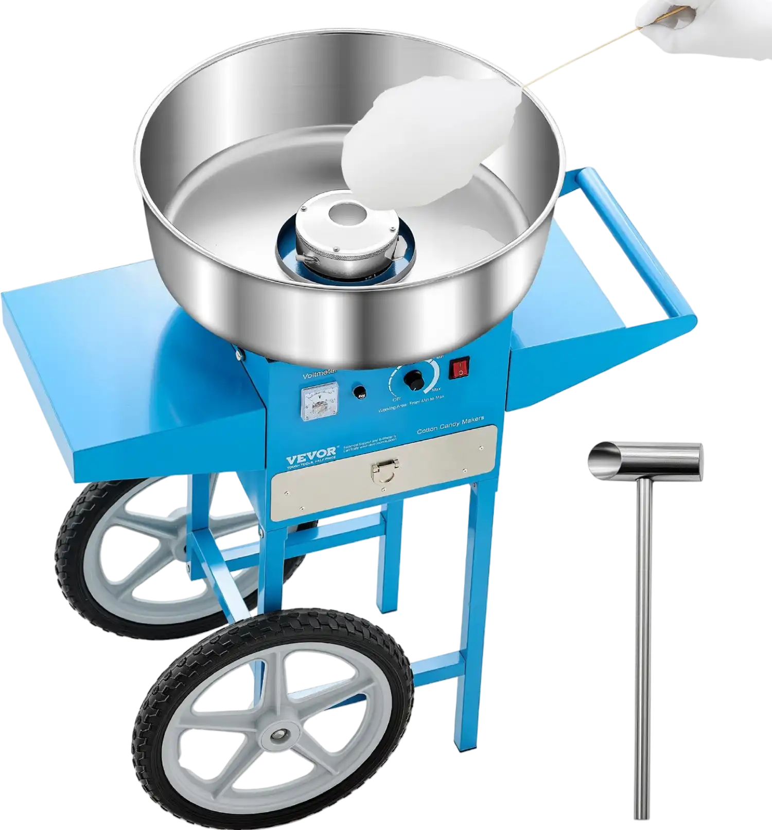 Vevor Cotton Candy Machine with Cart 1000W Commercial with Temp Control and Storage Box New