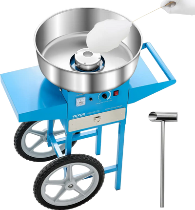 Vevor Cotton Candy Machine with Cart 1000W Commercial with Temp Control and Storage Box New