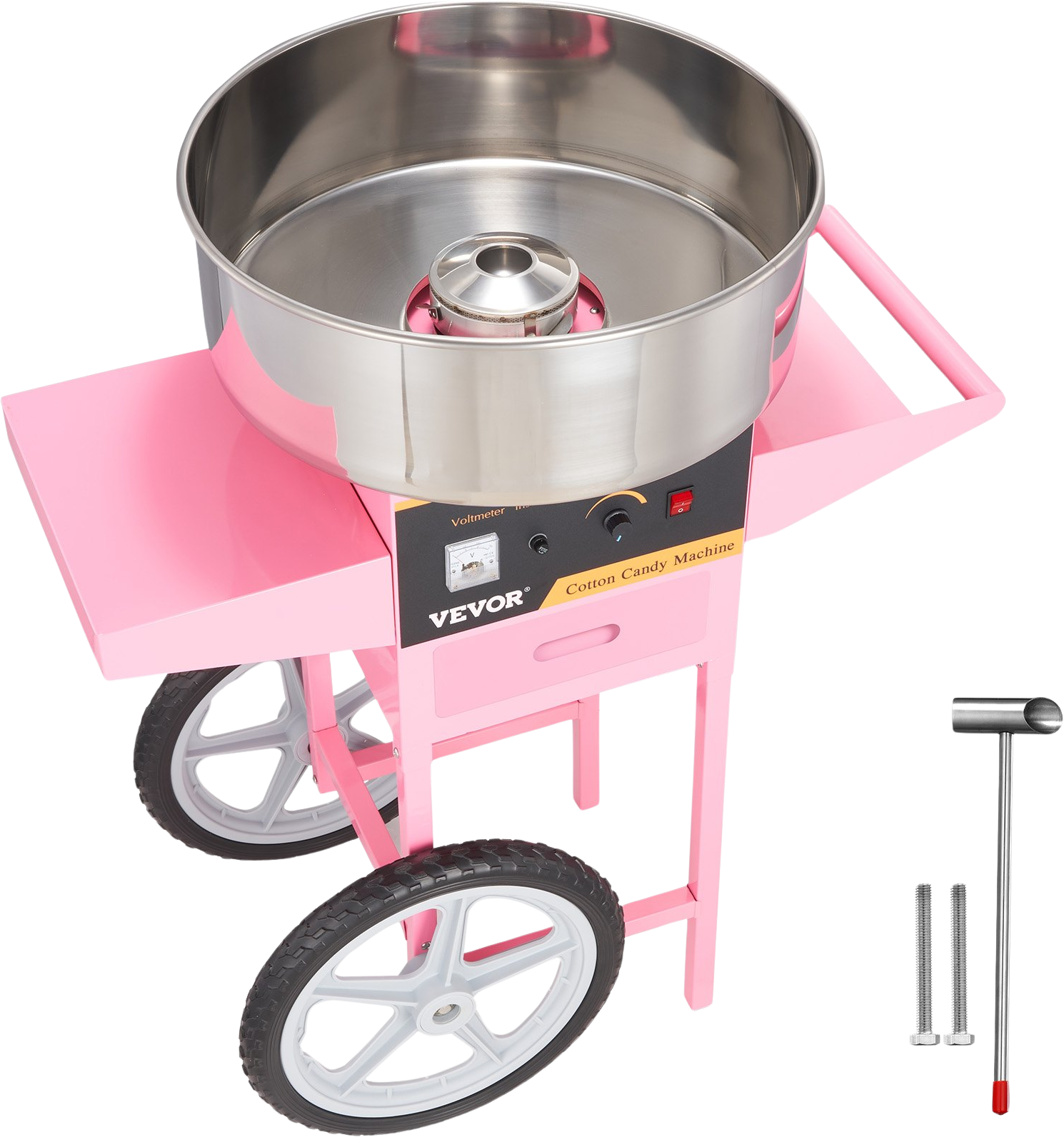 Vevor Cotton Candy Machine with Cart 1000W 149-473°F Stainless Steel Bowl with Sugar Scoop and Drawer New