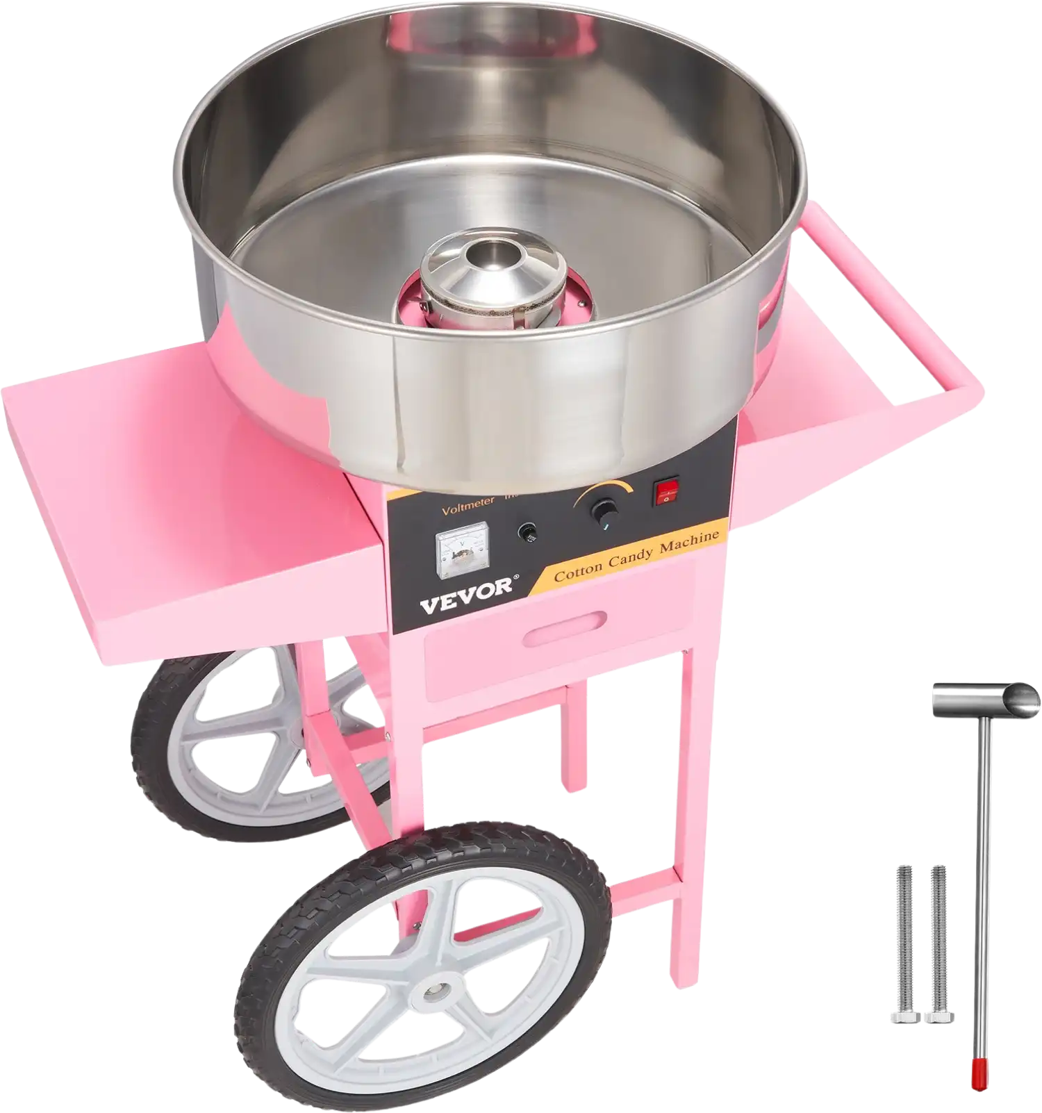 Vevor Cotton Candy Machine with Cart 1000W 149-473°F Stainless Steel Bowl with Sugar Scoop and Drawer New