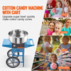 Vevor Cotton Candy Machine with Cart 1000W 244-439°F Stainless Steel Bowl with Sugar Scoop and Drawer New