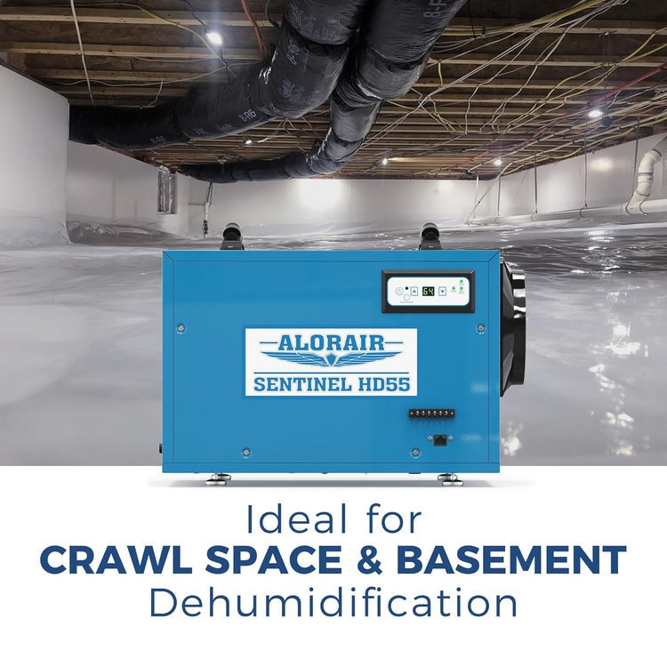 AlorAir HD55 Sentinel Basement/Crawlspace Dehumidifier 53 Pints Auto Defrost Blue New