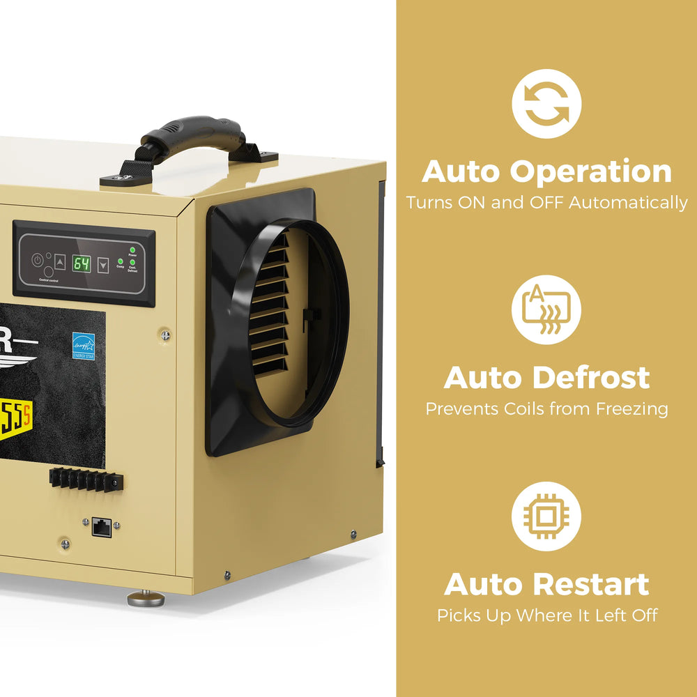 AlorAir Sentinel HD55S Basement/Crawlspace Commercial Dehumidifier Removal 120 PPD with Drain Hose Auto Defrost Memory Restart New
