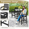 Black HDPE Adirondack bar chair with wide armrests and tilted backrest, ideal for backyard and porch use.
