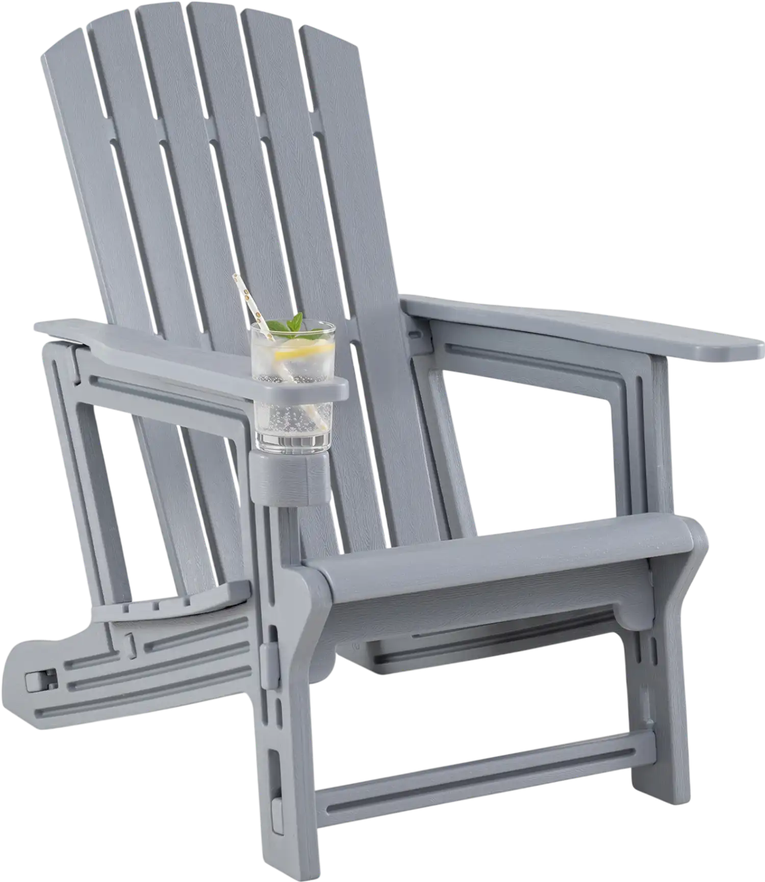 Costway HDPE Adirondack Chair High Back Cup Holder Wood-Like Texture 25655049 New