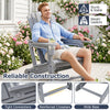 Gray HDPE Adirondack chair with cup holder features a wood-like texture, sturdy construction, and supports up to 330 lbs for outdoor use.