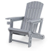 Gray HDPE Adirondack chair with cup holder and wood-like texture, perfect for relaxing in gardens or patios.