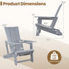 Gray HDPE outdoor Adirondack chair dimensions include a curved backrest and wide armrests for optimal comfort and support.