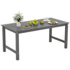 Gray HDPE outdoor dining table for 6 with wood-like tabletop and umbrella hole, perfect for patio gatherings.