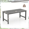 Gray HDPE outdoor dining table with wood-like tabletop, 67" x 32" dimensions, suitable for 6 persons, ideal for patio.