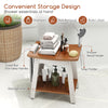 HIPS shower bench seat in brown and white with towel bar, soap holder, and shower head holder for convenient storage.