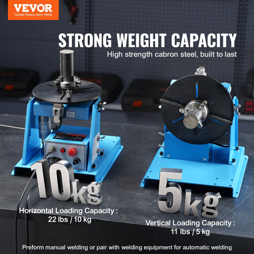 Vevor Welding Positioner Rotary 10 Kg Turntable 0-90° and 8.1" 3-Jaw Lathe Chuck 12 RPM New