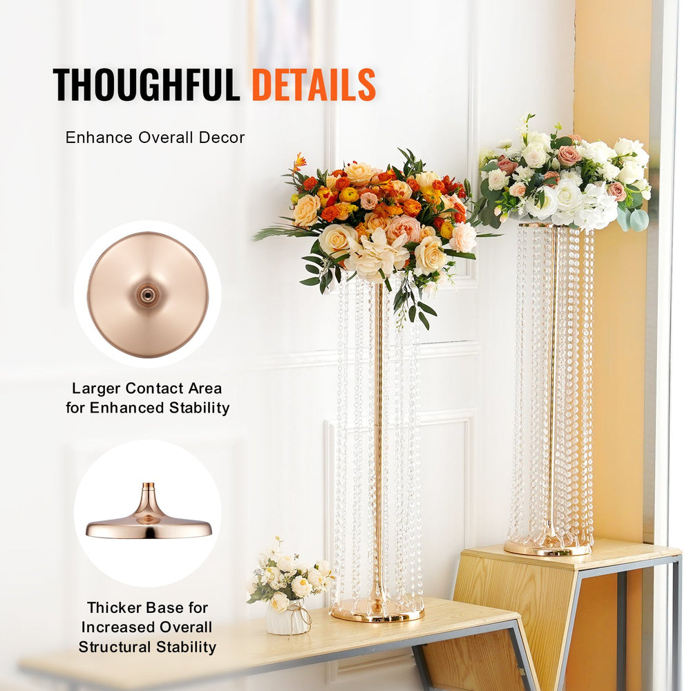Vevor Flower Stand 35.4" Gold Metal Vase with Crystal Bead Pendants for Wedding Centerpieces 10 PCS New