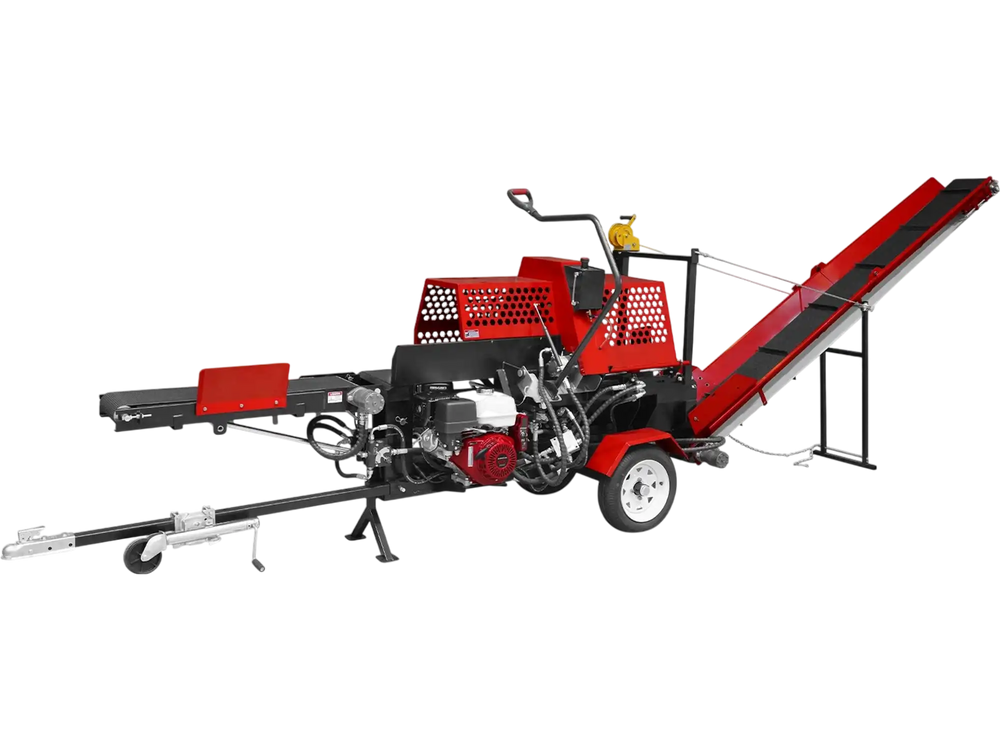 Honda GX390 Engine Firewood Log Splitter Processor with Conveyor,  20ton Splitting Force 24" x 15" Log Capacity,  18" Chainsaw,  HLS20