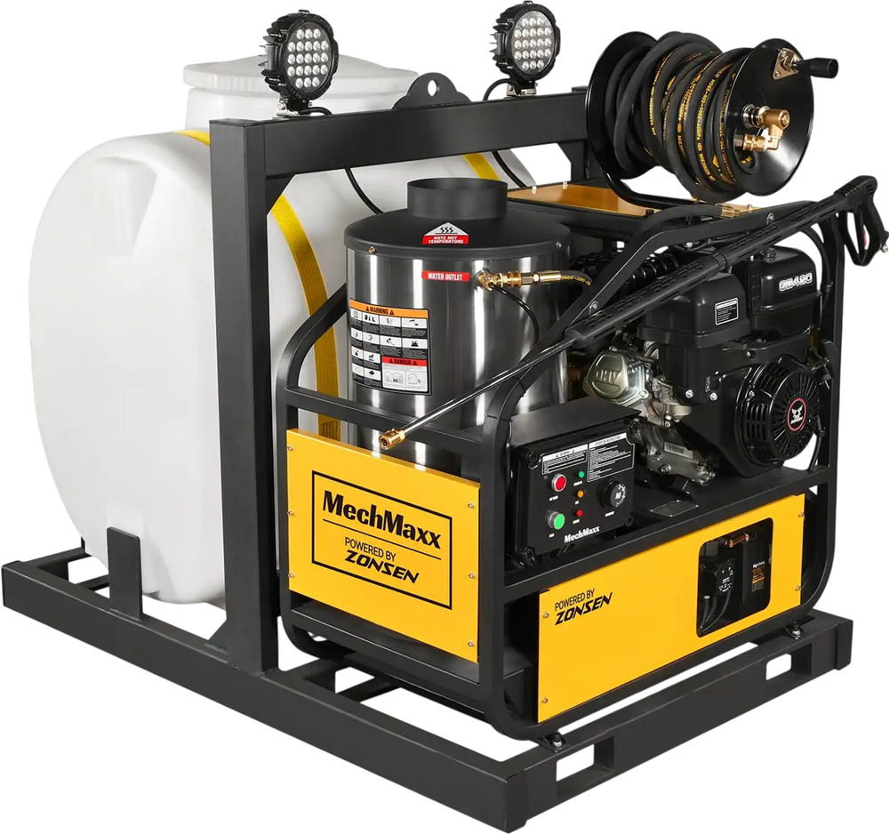 4000 PSI 4 GPM ZONSEN E-Start Engine Hot Water Pressure Washer Skid Mounted with 175 Gal Tank,  HPW40DT