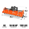 90 in Heavy Duty Rotary Tiller,  3 Point Hitch Cat.2,  Gear Drive,  PTO Shaft Included with Slip Clutch,  50-90 HP,  HRT90