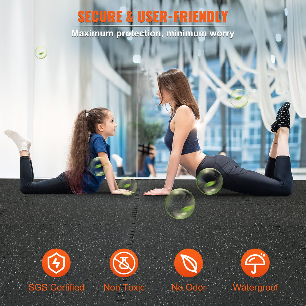 Vevor Thick Gym Floor Mats 1/2" Interlocking 100 Sq. Ft. Coverage 25 PCS New