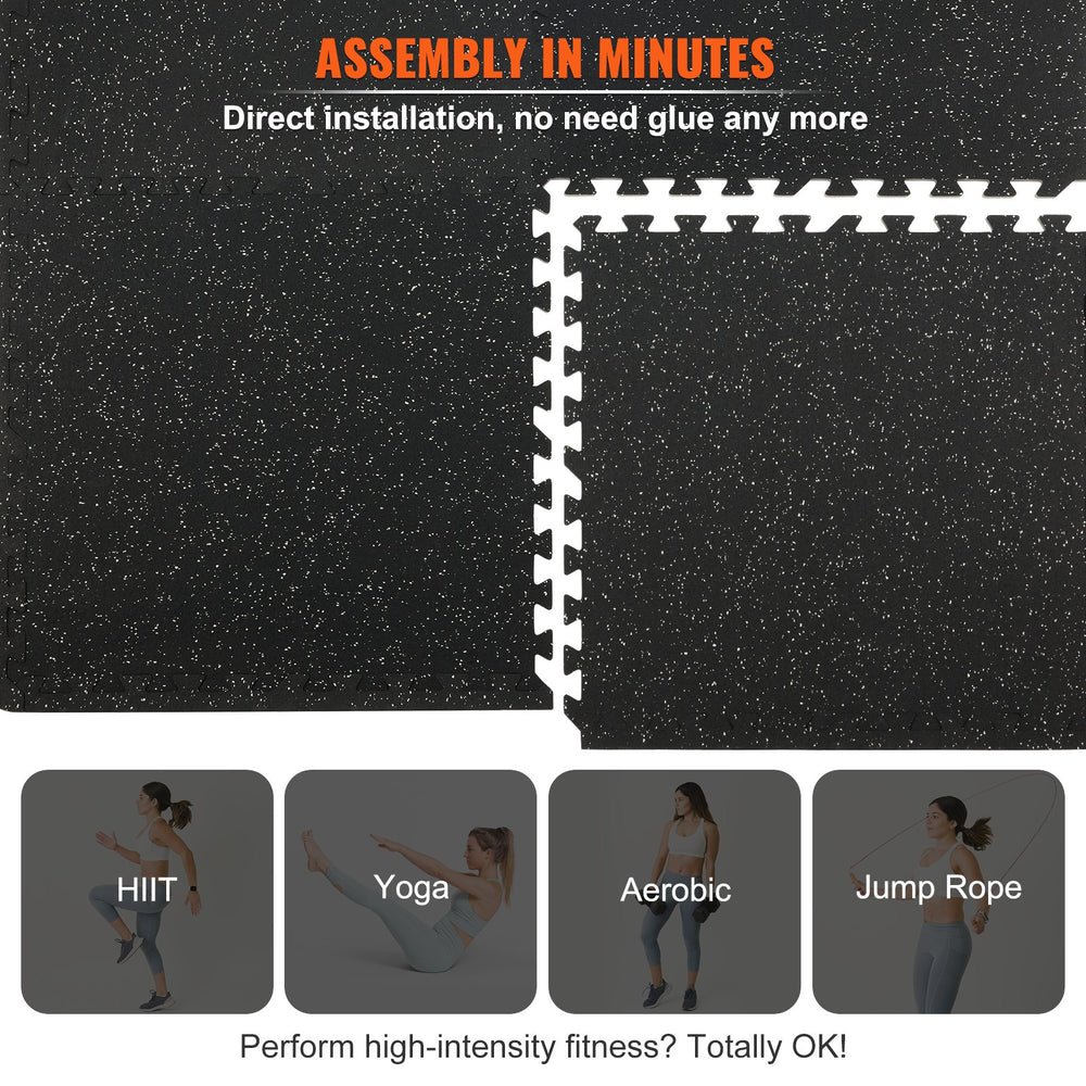 Vevor Thick Gym Floor Mats 1/2" Interlocking 100 Sq. Ft. Coverage 25 PCS New