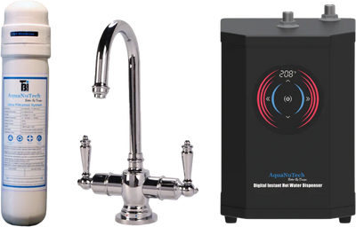 AquaNuTech Digital Instant Hot Water Dispenser with Traditional Hot/Cold Faucet & Filtration New