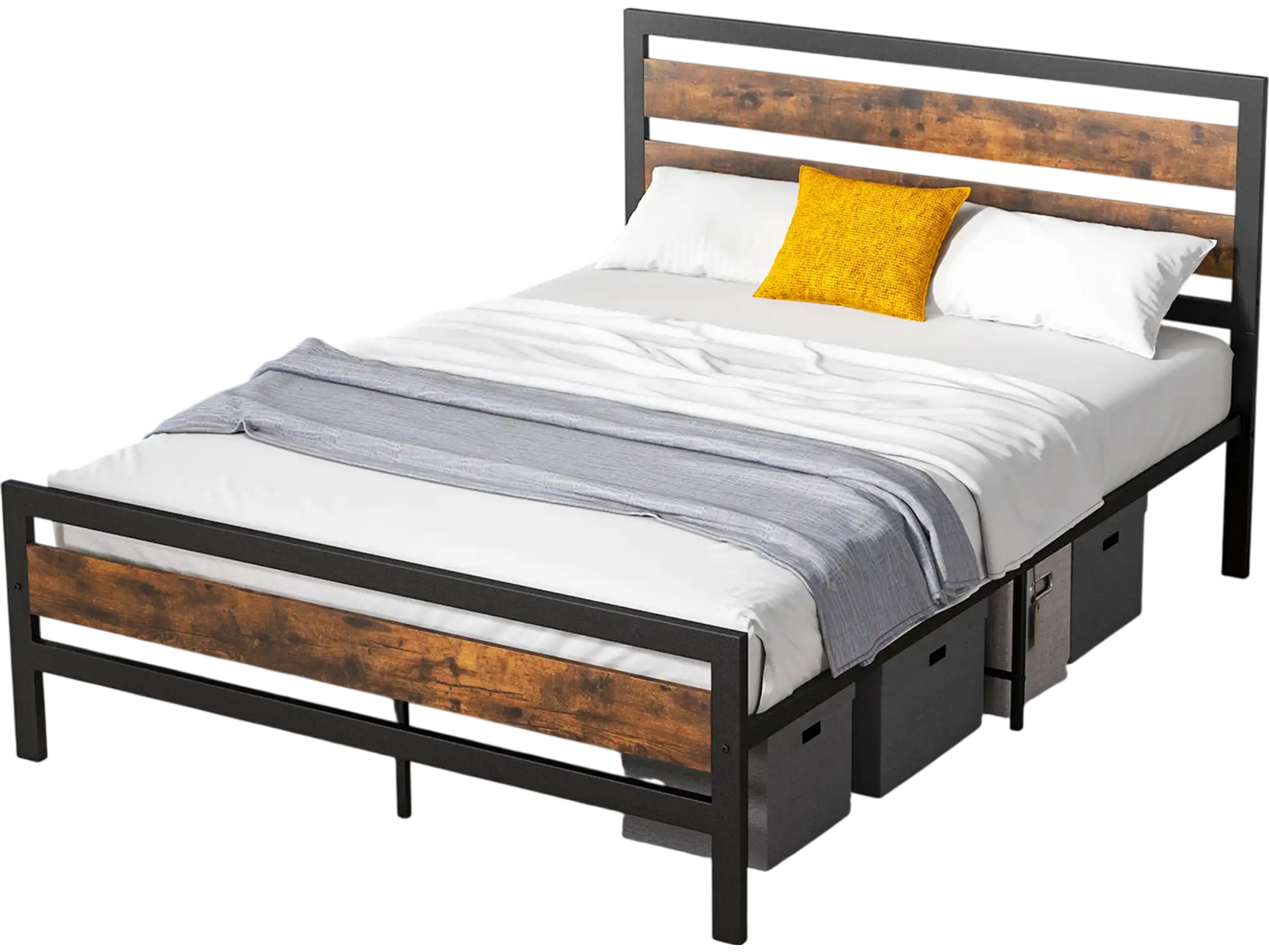 Costway Industrial Bed Frame Rustic Headboard Footboard Full 19728536 New