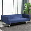 Costway Convertible Futon Sofa 3 Seat Linen With USB And Powerstrip Blue New